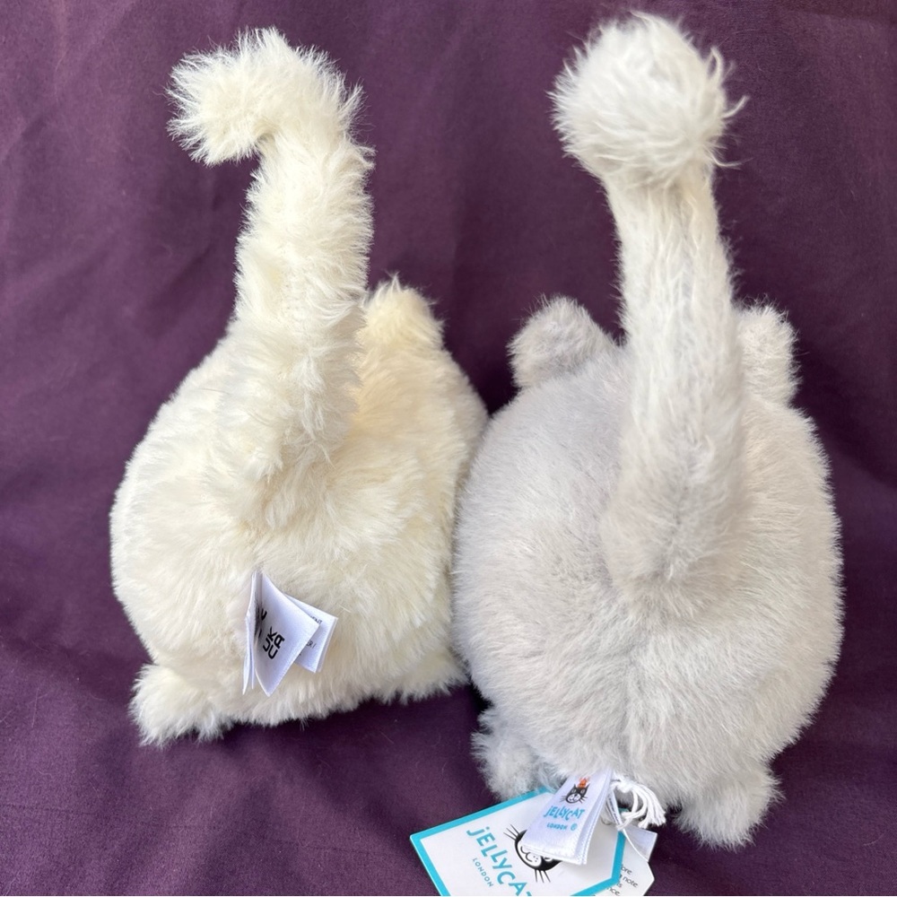 Jellycat Kittens CABOODLE Cream & Grey bundle of 2 Both Retired & Rare blue eyes - Picture 5 of 9